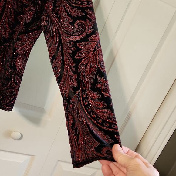 Vintage Sheri Martin Women's Black Velvet Red Sequin Jacket Overcoat SM Romantic - Picture 4 of 10